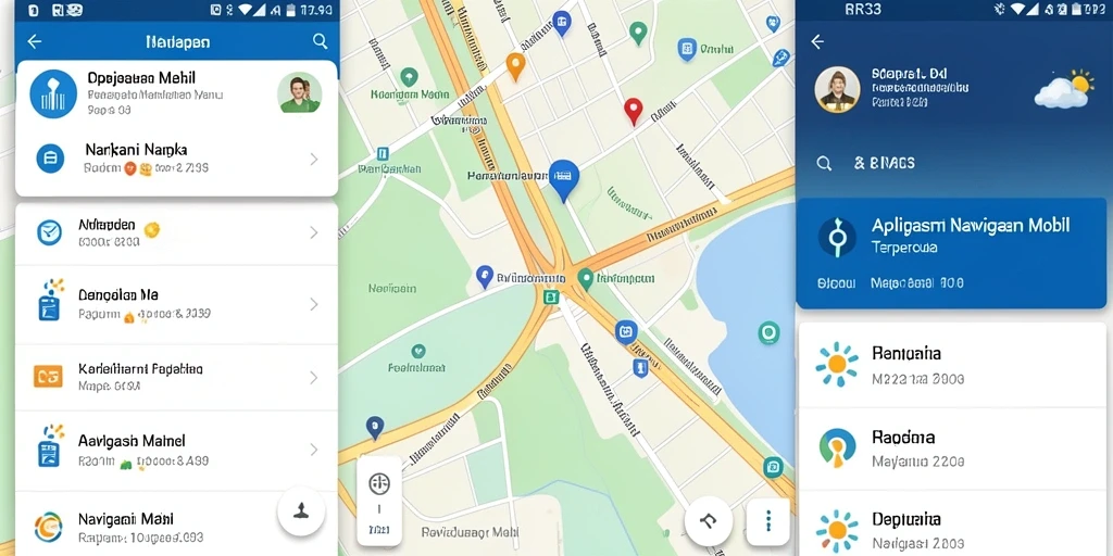Screenshot antarmuka aplikasi RR33 menunjukkan fitur Navigasi Mobil yang canggih.