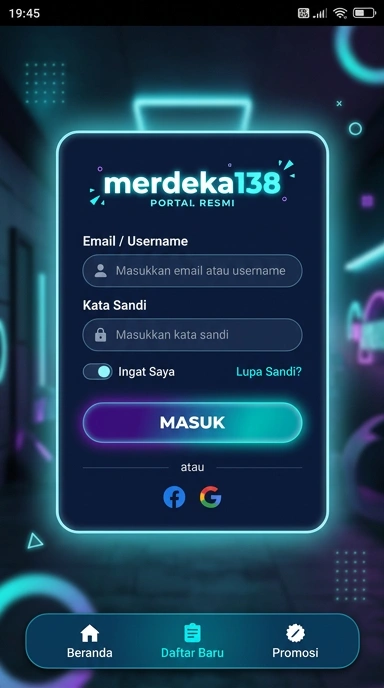 Tampilan halaman login merdeka138