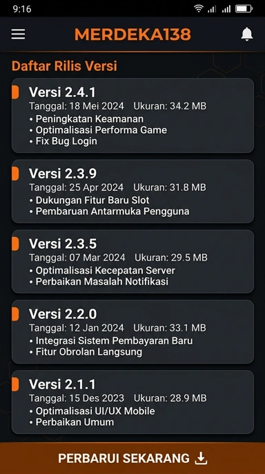 Tampilan riwayat versi merdeka138